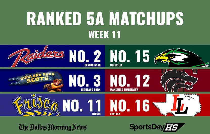 Ranked 5A matchups in Week 11.
