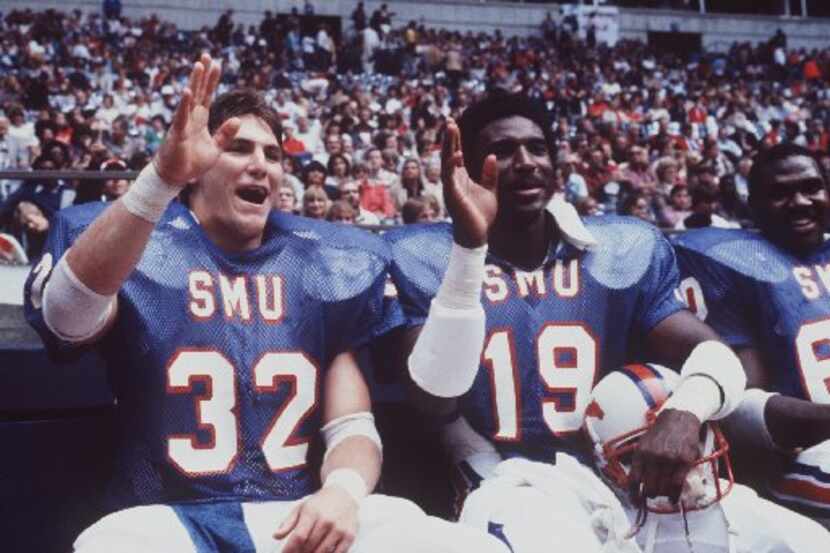 In the early 1980s, SMU running backs Craig James (left)  and Eric Dickerson formed a...