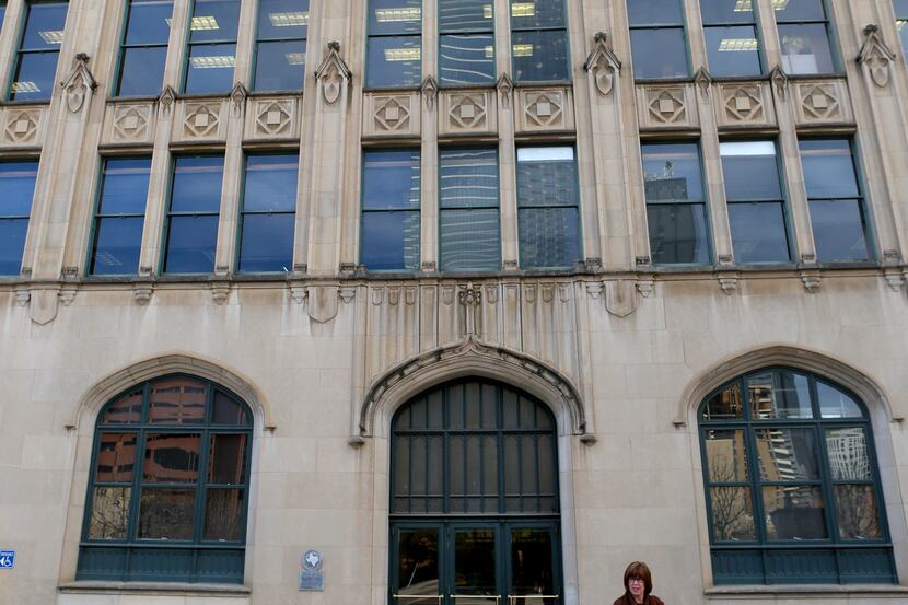 Maggie Winslow exits the Dallas County Records Building pictured on January 31, 2014 in...