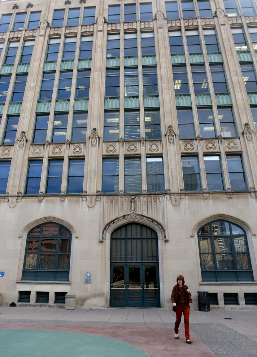 Maggie Winslow exits the Dallas County Records Building pictured on January 31, 2014 in...