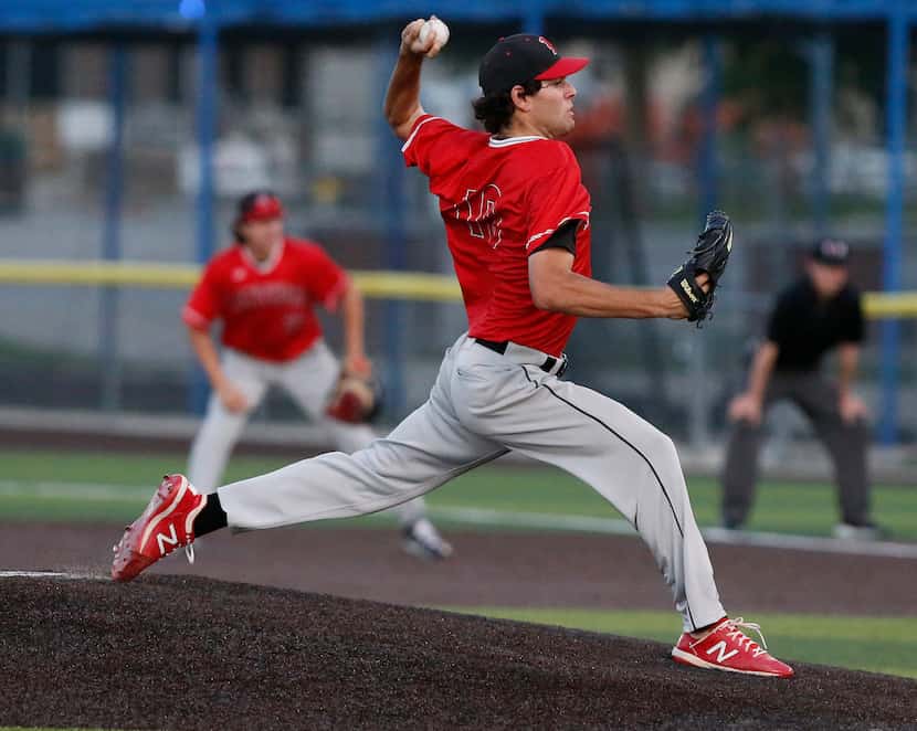Hillcrest pitcher Ryan Prager (10) delivers a pitch in the second inning as Hillcrest High...