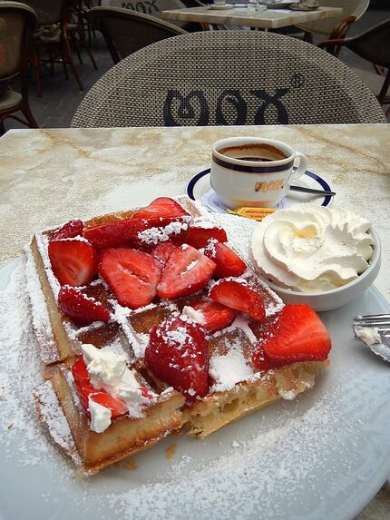 Waffles at Max in Ghent, Belgium