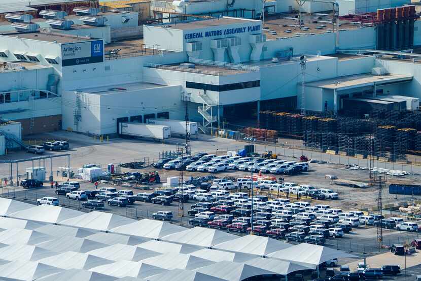 An aerial view of General Motors' sprawling assembly plant in Arlington.