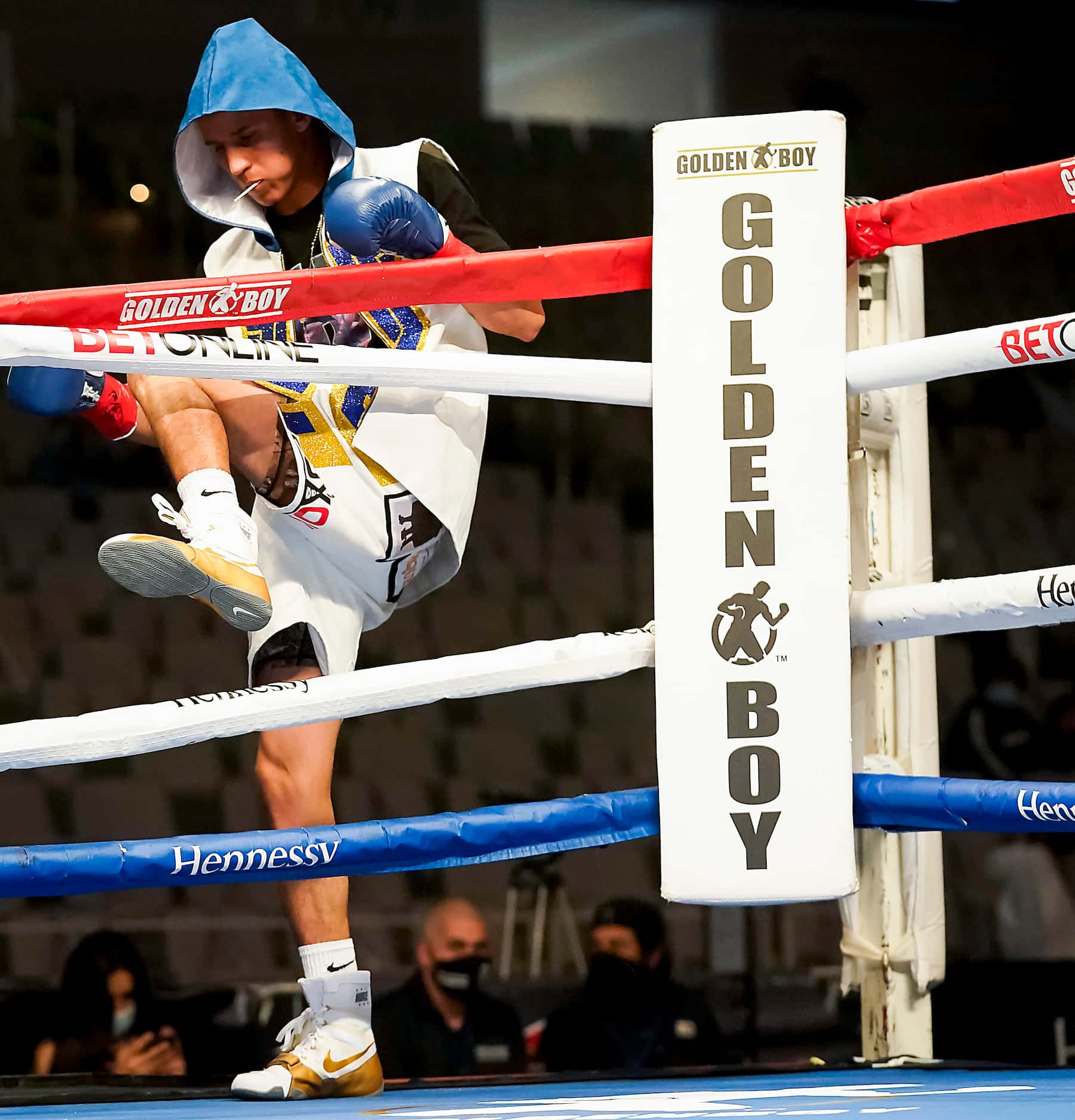 Hector Valdez (steps into the ring to fight Alberto Torres in a super bantamweight bout at...