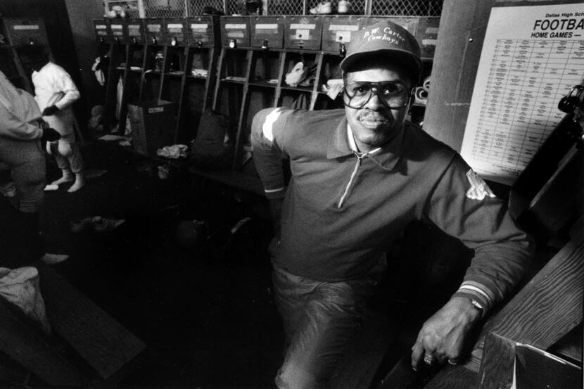 Carter head coach Freddie James is photographed in the locker room at Carter High School on...