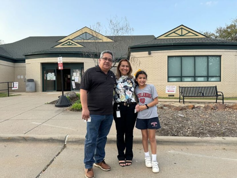 Mauricio Paz and his wife, Eleana, voted at the Arlington Public Library on March 5, 2024....