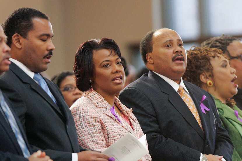 FILE - In this Feb. 6, 2006 file photo, the children of Martin Luther King Jr.,and Coretta...