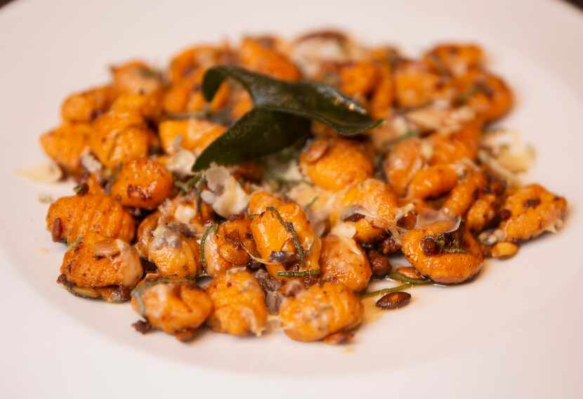 Sweet potato gnocchi with sage brown butter, pancetta,

toasted pumpkin seeds and pecorino...