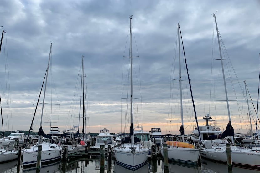 Wind Song (center) is shown at rest in the Eastport district of Annapolis, Md.
