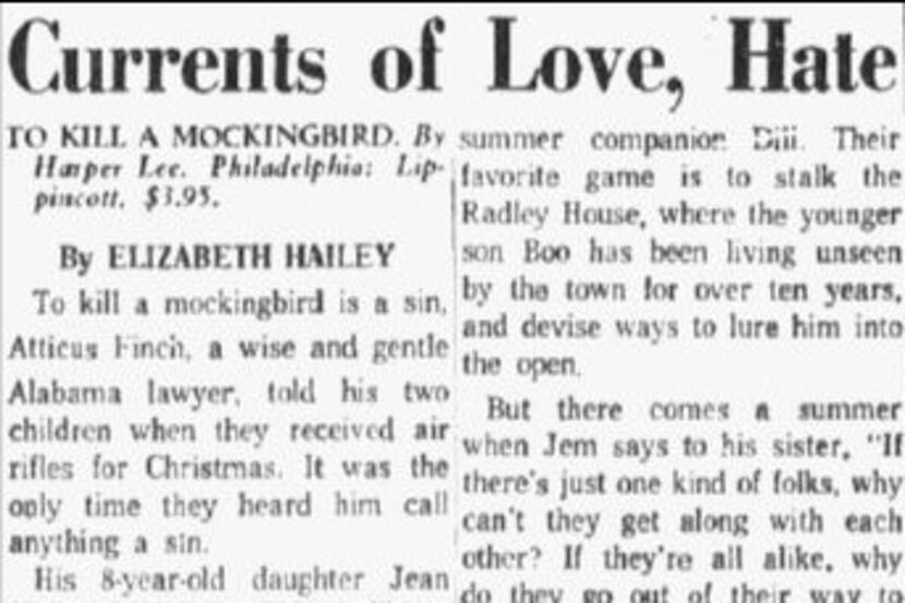  Review of "To Kill a Mockingbird," The Dallas Morning News, Sept. 4, 1960.