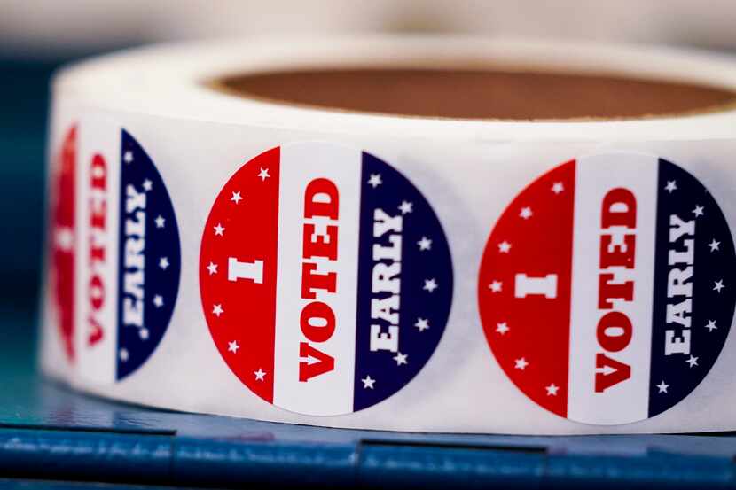 I voted early stickers are seen at a polling station Tuesday, Oct. 25, 2022. (AP Photo/Morry...
