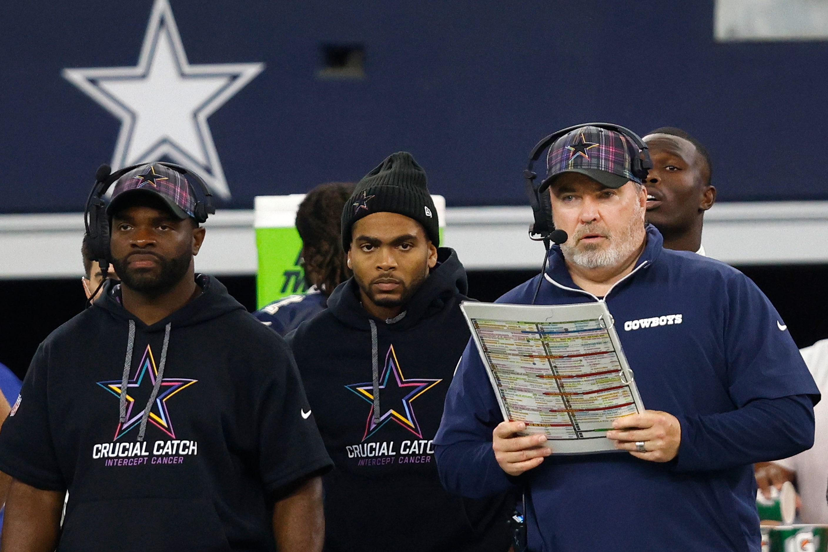 Dallas Cowboys head coach Mike McCarthy is seen in the second half of an NFL football game...