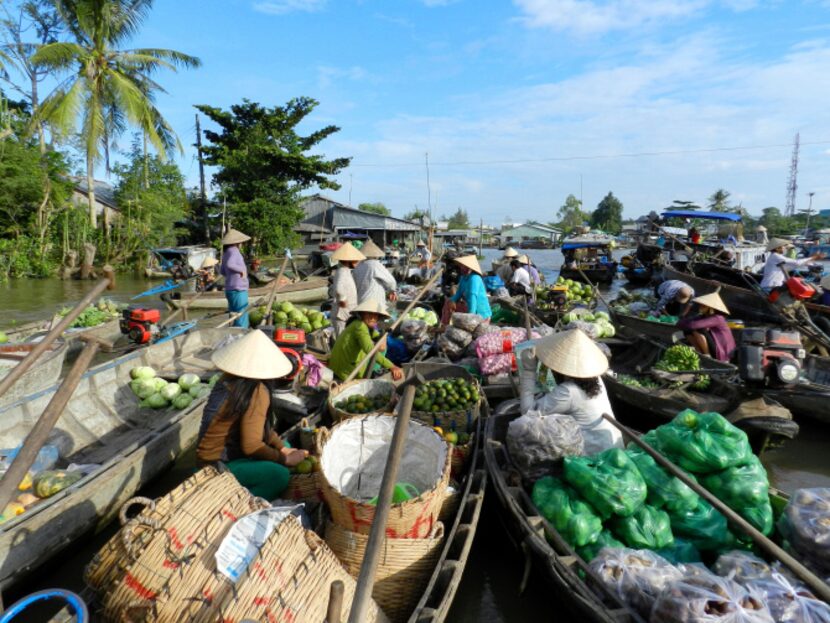 There is little room to spare at the crowded Phong Dien Market in Can Tho, Vietnam. Phong...