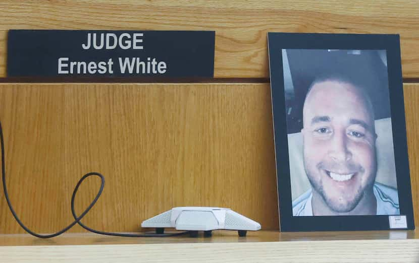 A portrait of murder victim David Young was on display during the trial of Kamron Bell.