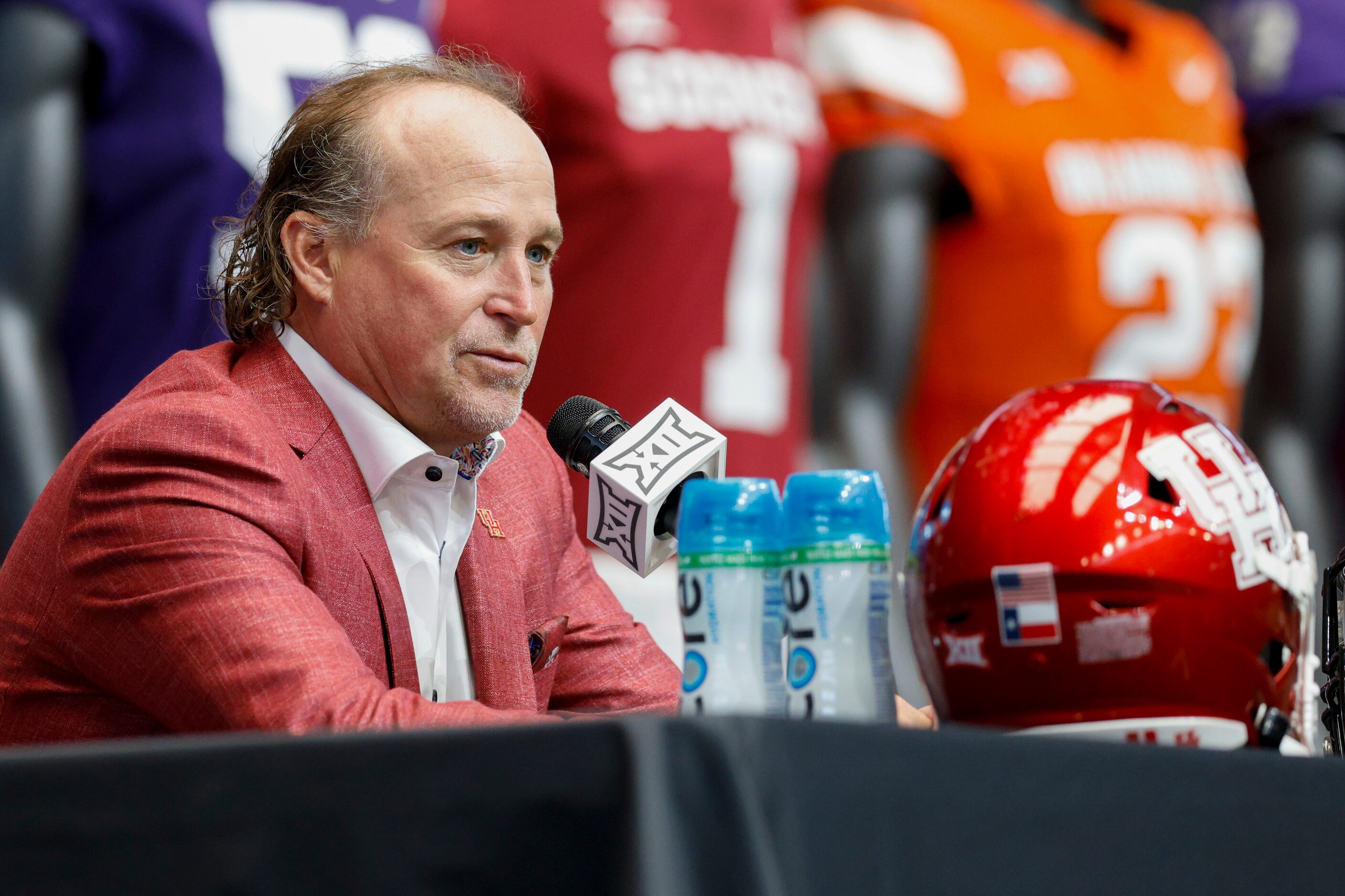 Houston head coach Dana Holgorsen speaks during the Big 12 Media Days at AT&T Stadium,...