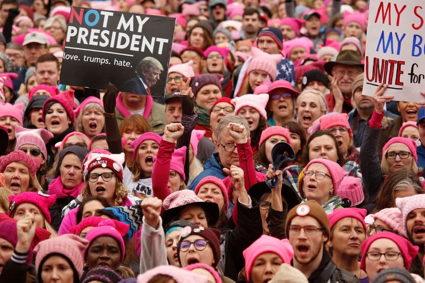 Thousands gather for the Women's March on Washington, D.C., ending at the White House on...