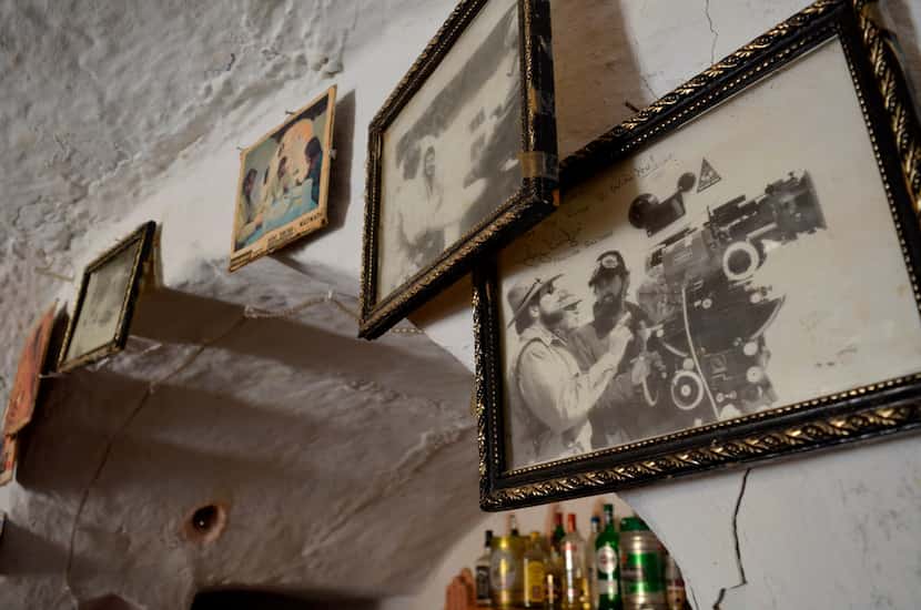 The interior of a bar is decorated with Star Wars-related photographs inside the Hotel Sidi...