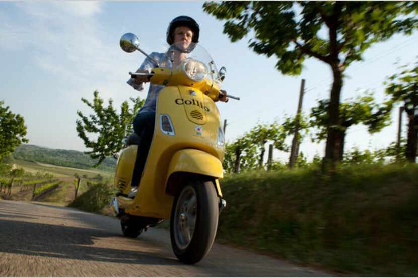 Many wineries in Collio provide yellow bicycles and Vespas guests can use.