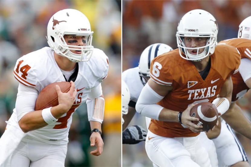 After David Ash (left) seemed to separate himself from Case McCoy in Texas' quarterback...