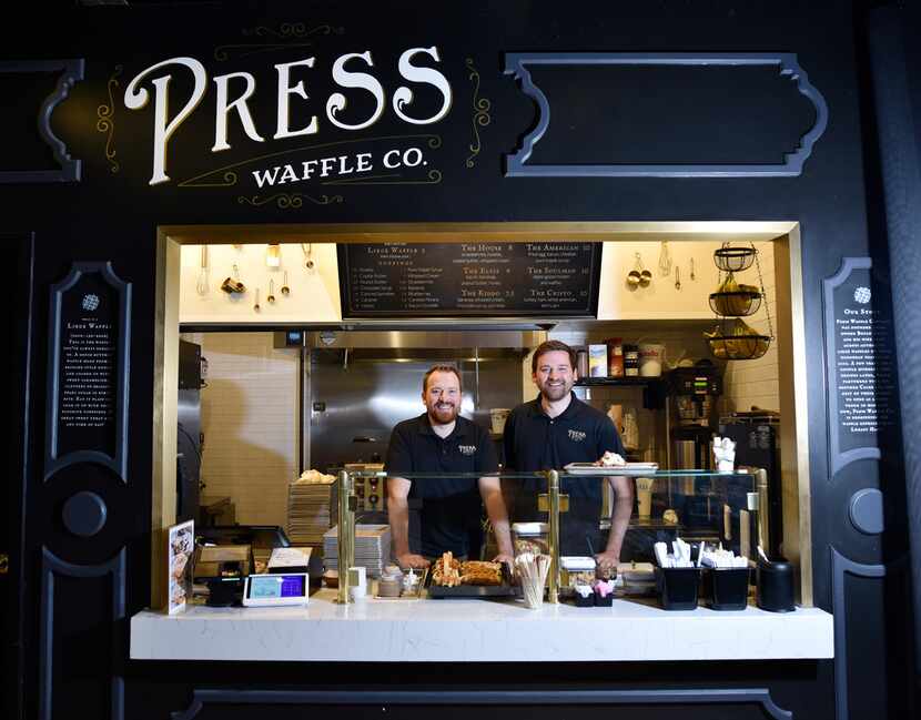 Press Waffle Co. has stalls at Legacy Hall in Plano, Foodhall at Crockett Row in Fort Worth,...