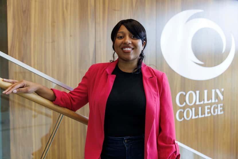 Collin College student Aaliyah Clark stands for a portrait on the Frisco campus of Collin...