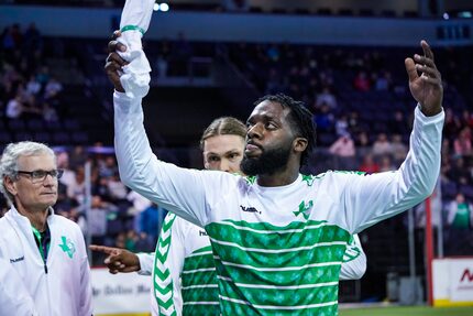 VcMor Eligwe celebrates against the El Paso Coyotes. (1/5/18)