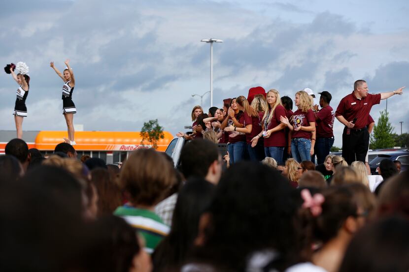 Students, teachers and family come out during the pep rally and send off for their...