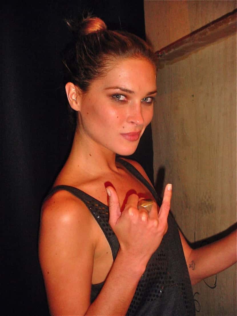 Model Erin Wasson backstage at a Kim Dawson Model Search runway show at NorthPark Center in...