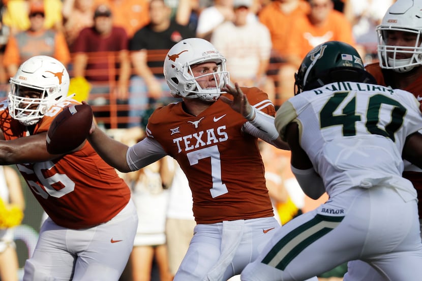 Shane Buechele replaced an injured Sam Ehlinger in Texas' win over Baylor this past season....