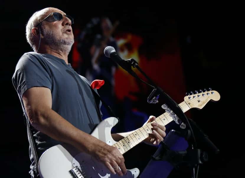 Pete Townshend, guitarist of The Who, is shown during a performance at the American Airlines...