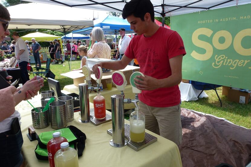 Roger Nuñez wrings the last of the jalapeño-lime SoCo ginger beer out of the tap at Denton...