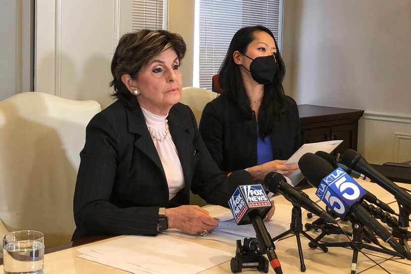 Attorney Gloria Allred, left, and her law partner, Christina Cheung, discuss the allegations...