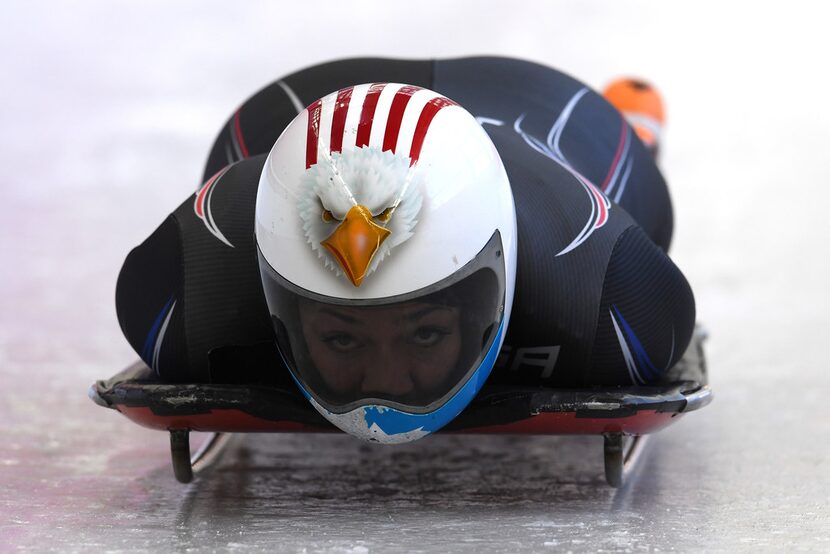 PYEONGCHANG-GUN, SOUTH KOREA - FEBRUARY 07:  Katie Uhlaender of the United States practices...