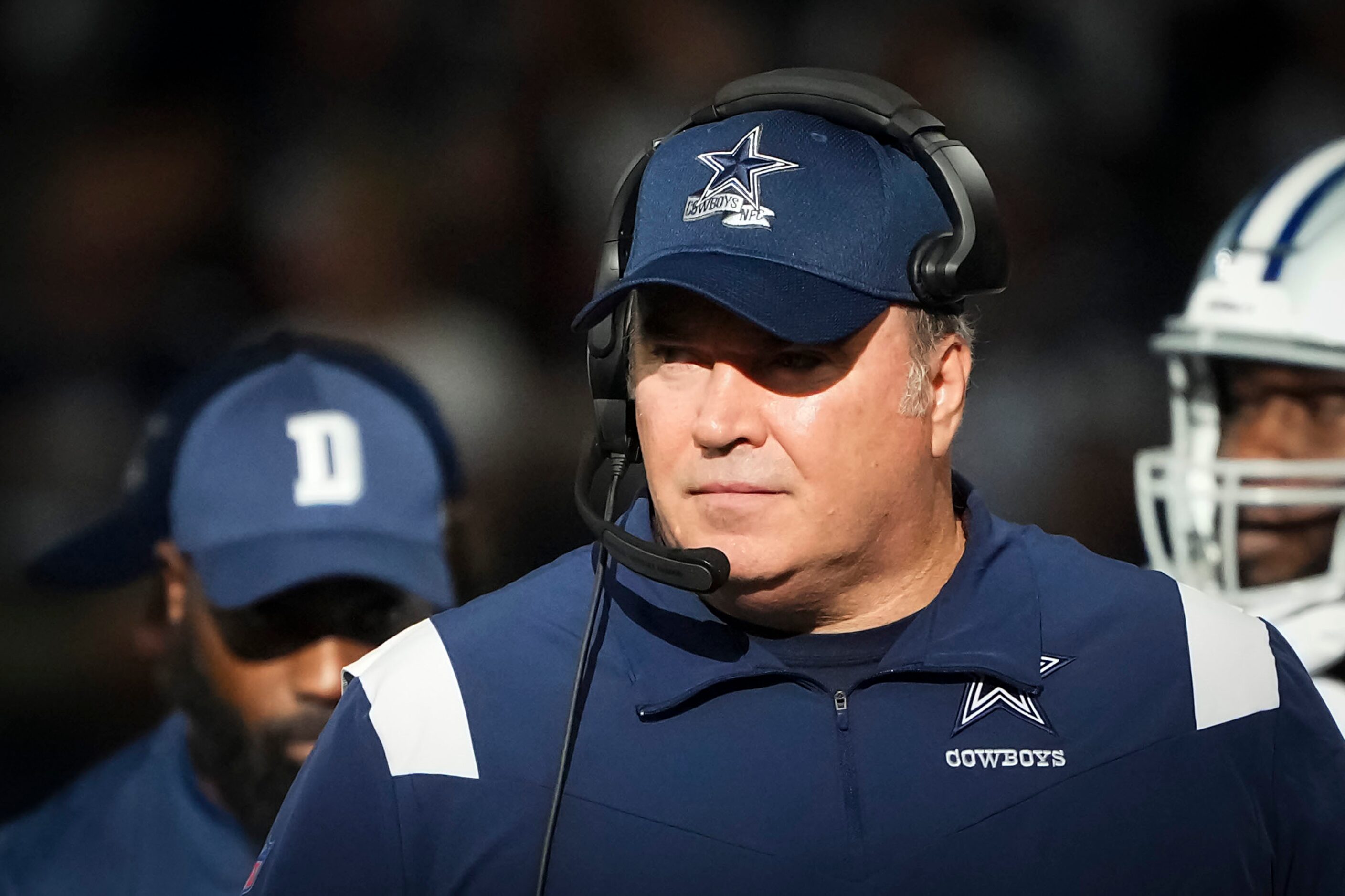 Dallas Cowboys head coach Mike McCarthy looks on from the sidelines during the fourth...