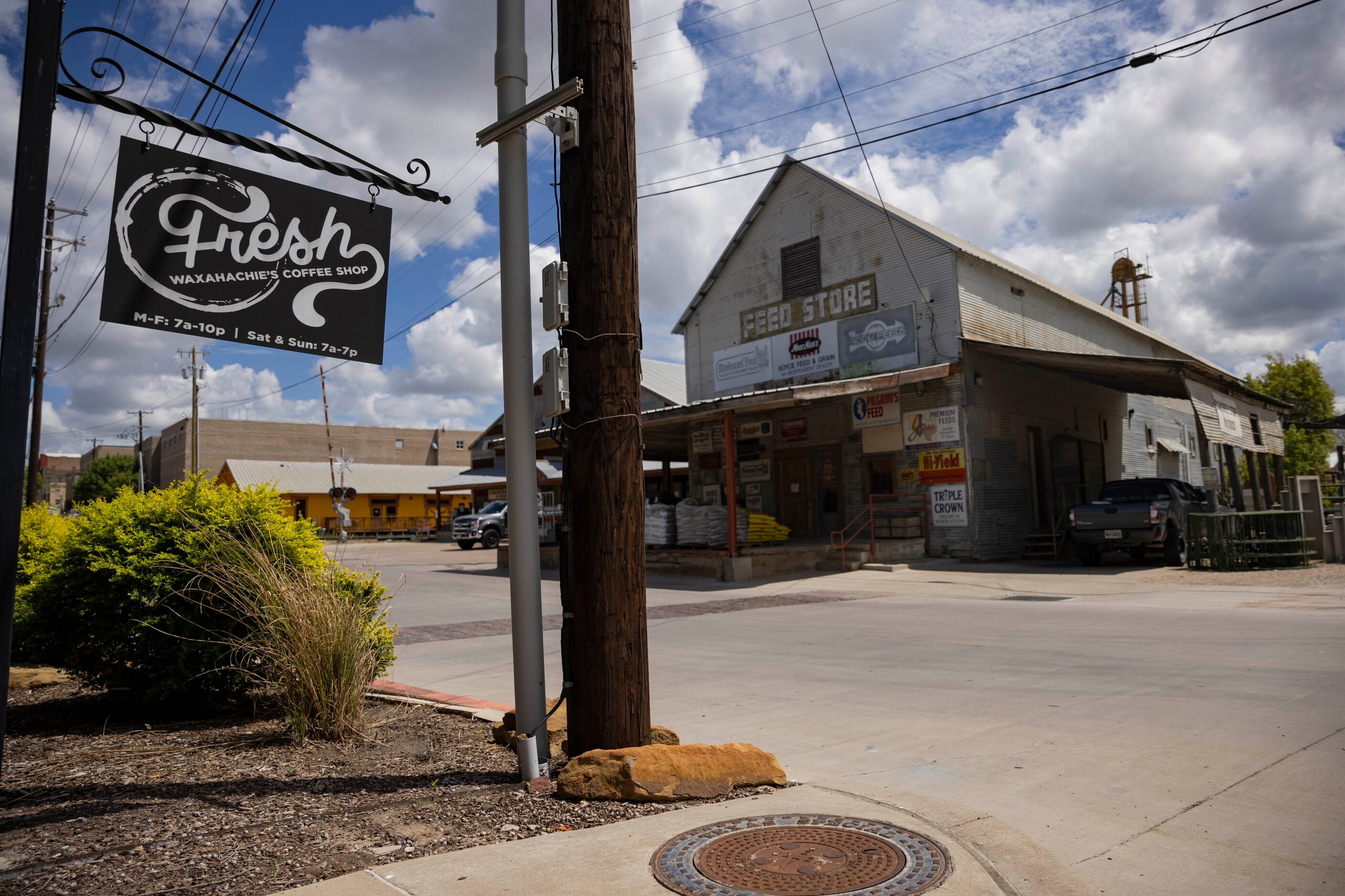 Boyce Feed & Grain is across the street from the Fresh Market Coffee shop.