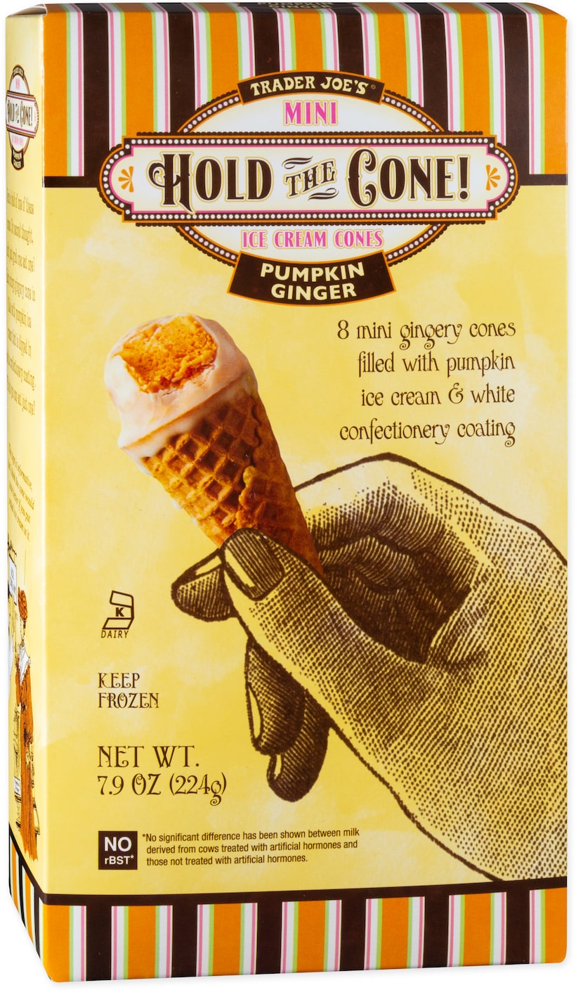 Trader Joe's Pumpkin Ginger Hold the Cone! Mini Ice Cream Cones. 