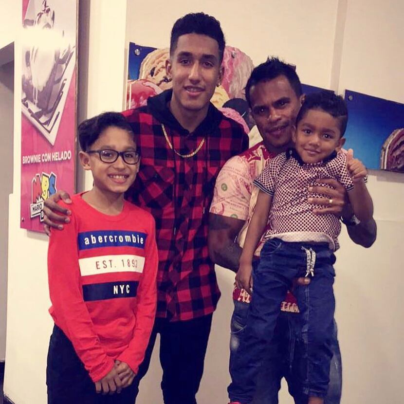 FC Dallas striker Jesus Ferreira is pictured with his brothers Santiago, left, and Matthew,...