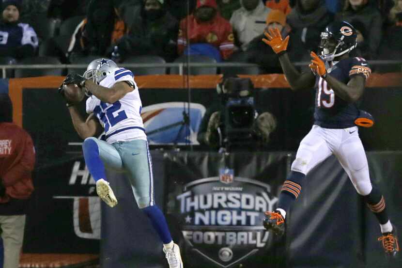 Dallas Cowboys cornerback Orlando Scandrick (32) pulls down an interception in the end zone...