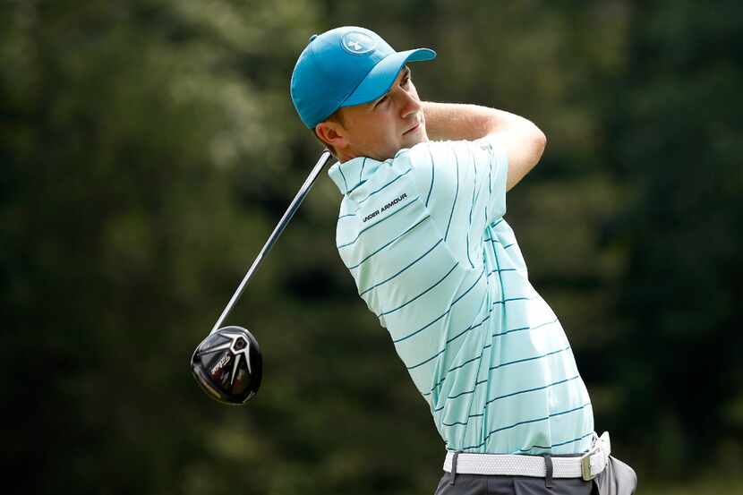 AKRON, OH - AUGUST 04:  Jordan Spieth hits off the sixth tee during the second round of the...