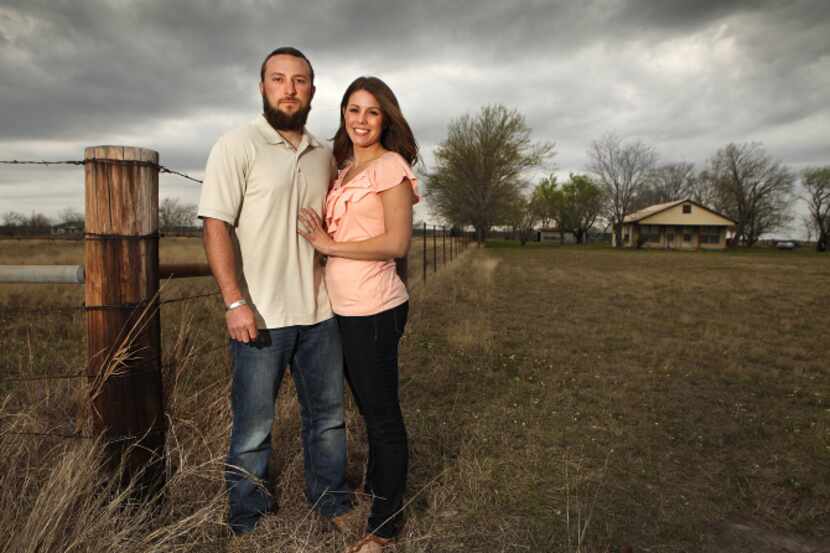 Former Army Ranger Adam Morgan, with wife Jessica, bought 100 acres in rural Kaufman County...
