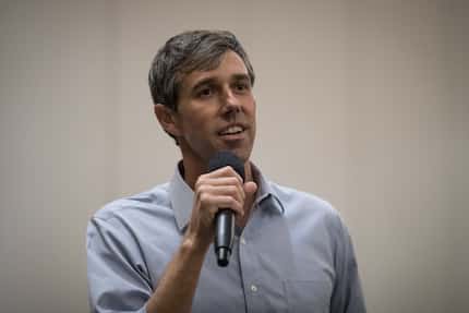 Democratic Senate candidate Beto O'Rourke addresses supporters during a campaign rally on...
