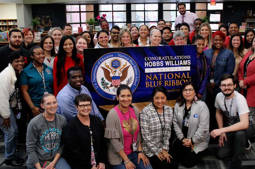 Grand Prairie ISD shared this image of staffers at Hobbs Williams Elementary, which was...