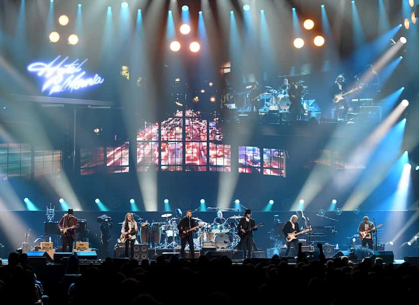 From left to right, Vince Gill, Timothy B. Schmit, Don Henley, Scott F. Crago, Deacon Frey,...