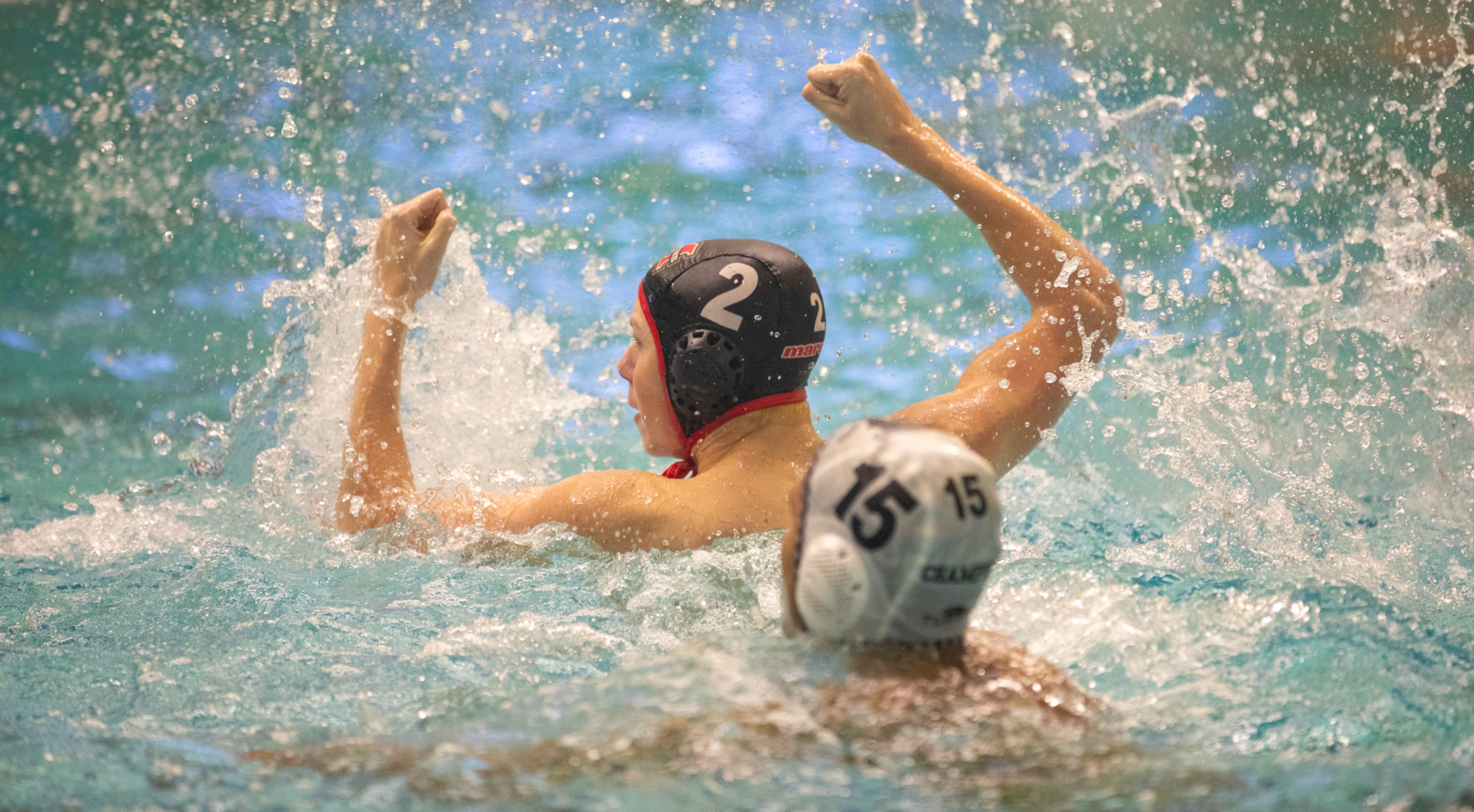 Flower Mound Marcus attacker Owen Kroh celebrates after scoring on Boerne Champion attacker...