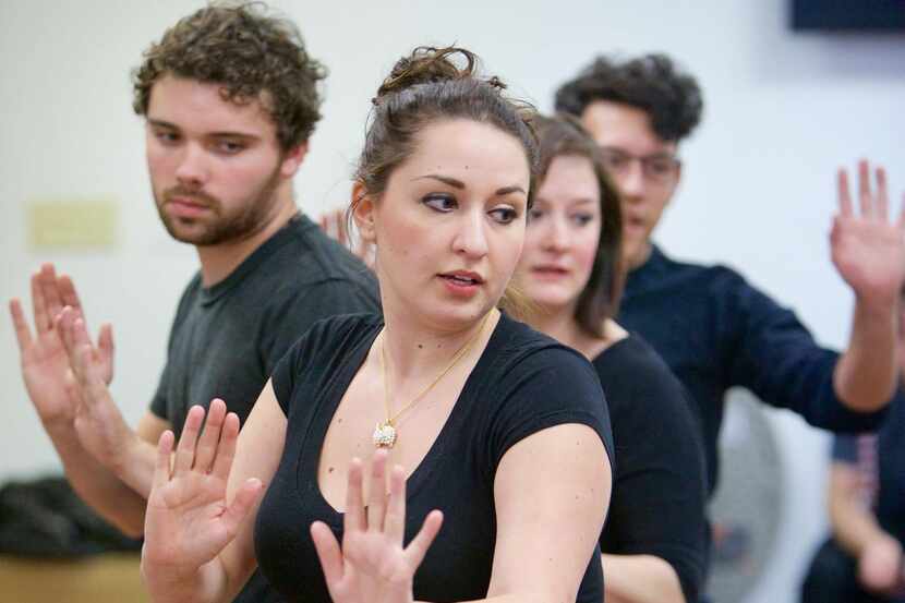 
From front: Sarah Dickerson, Jakeb Lowery, Kristy Conway and Marcos Villegas rehearse for...