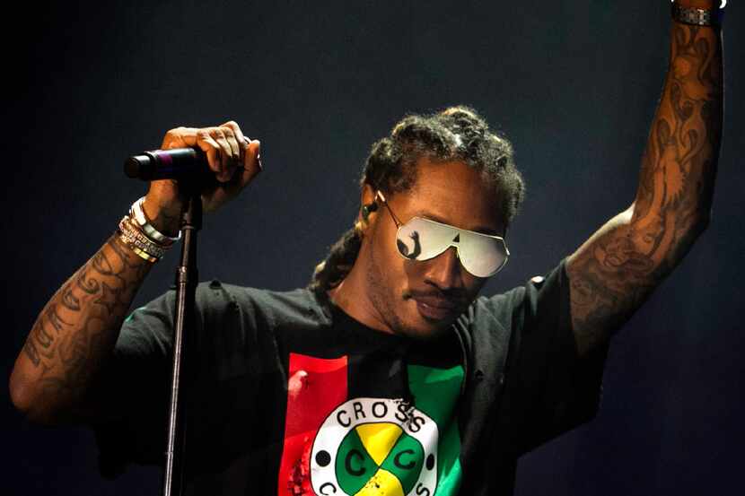 Future performs during his concert at the Starplex Pavilion in Fair Park in Dallas, Texas on...
