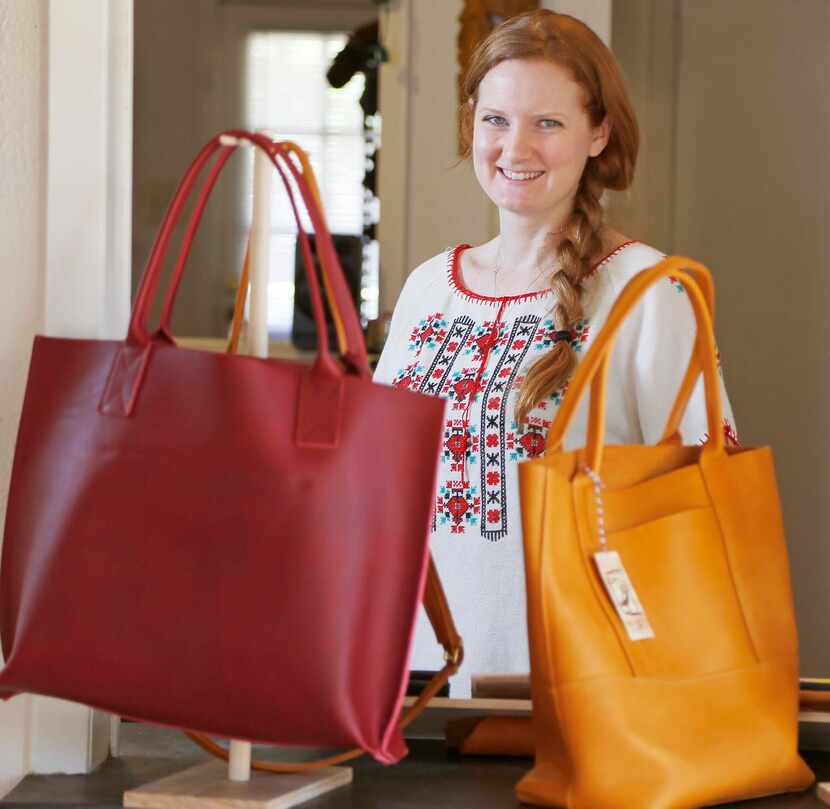 
Kristen Faircloth creates her Bubo Handmade bags and other items at her home in Richardson.
