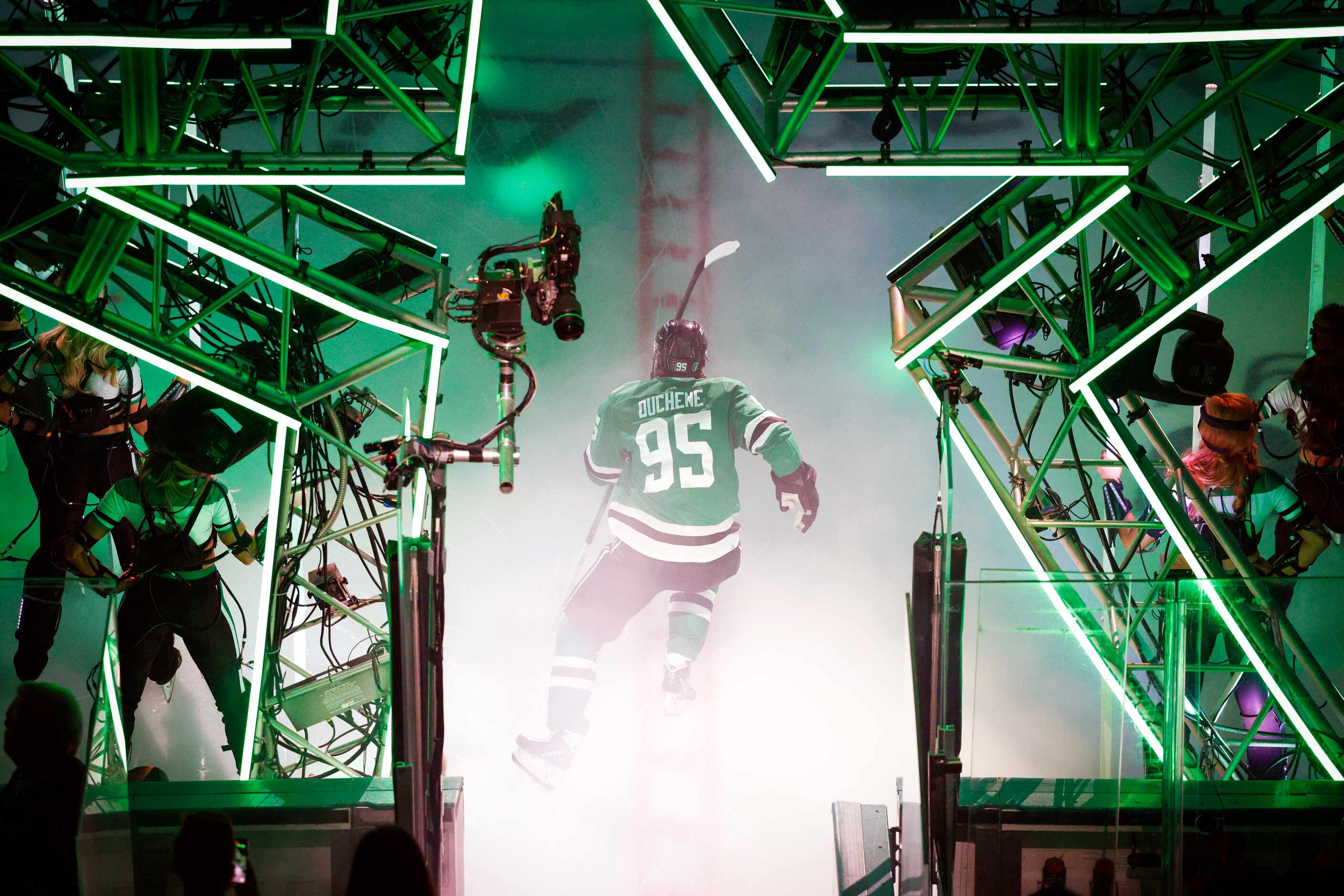 Dallas Stars center Matt Duchene takes the ice before Game 1 of the NHL hockey Western...