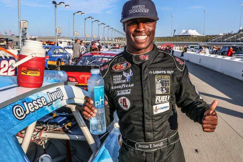 Former Hebron football player Jesse Iwuji is trying to make it as a professional stock-car...