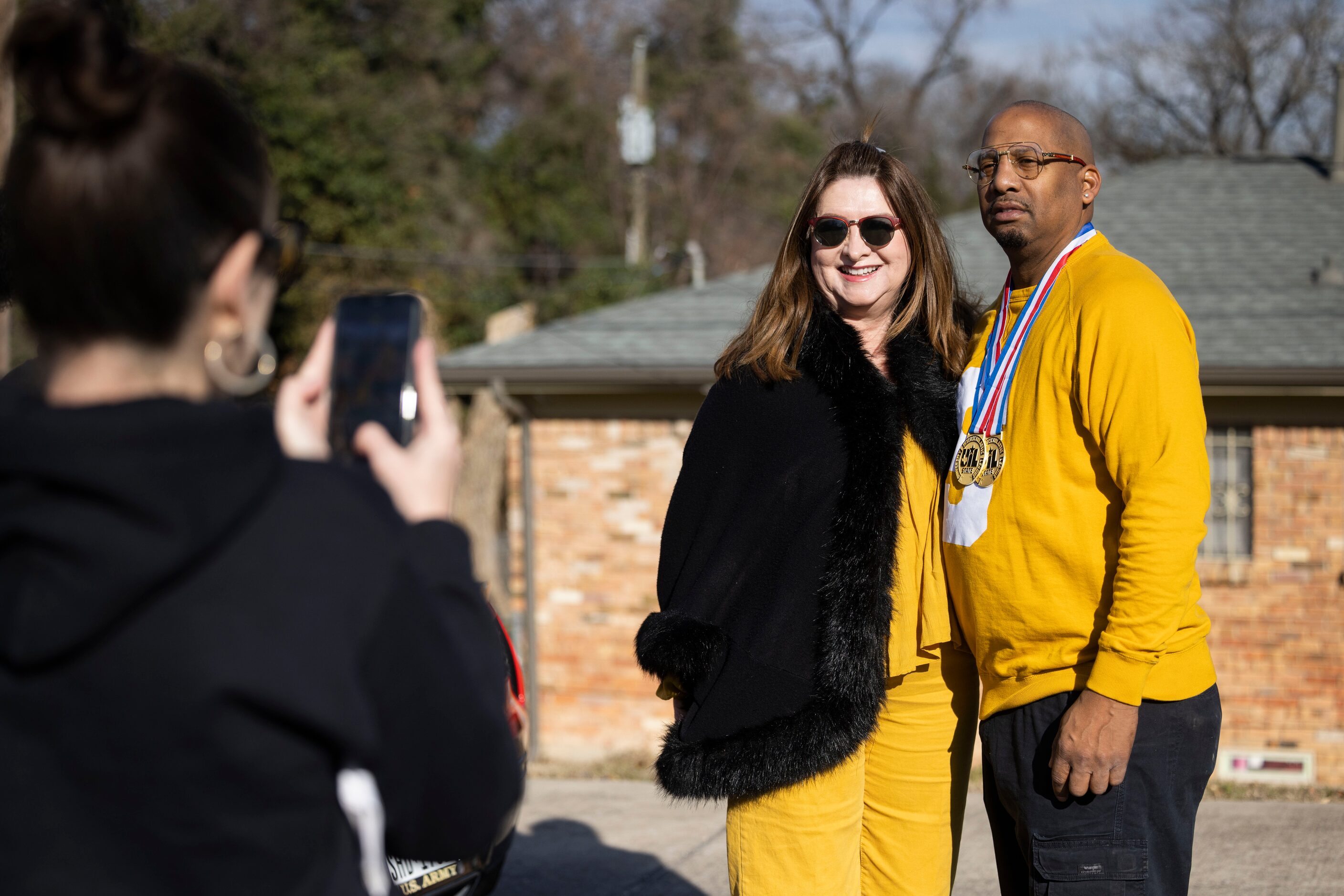  DISD Superintendent and South Oak Cliff principal Willie Johnson Jr. pose for a photo...